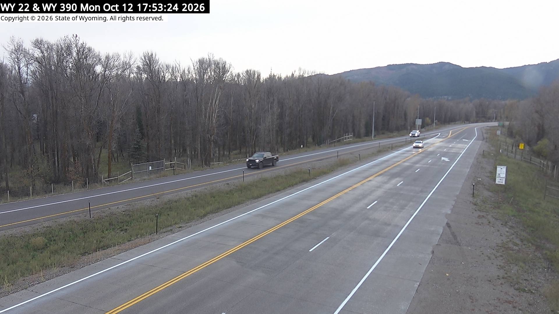 WYO 22 / WYO 390 Junction — WYO 22 West road camera